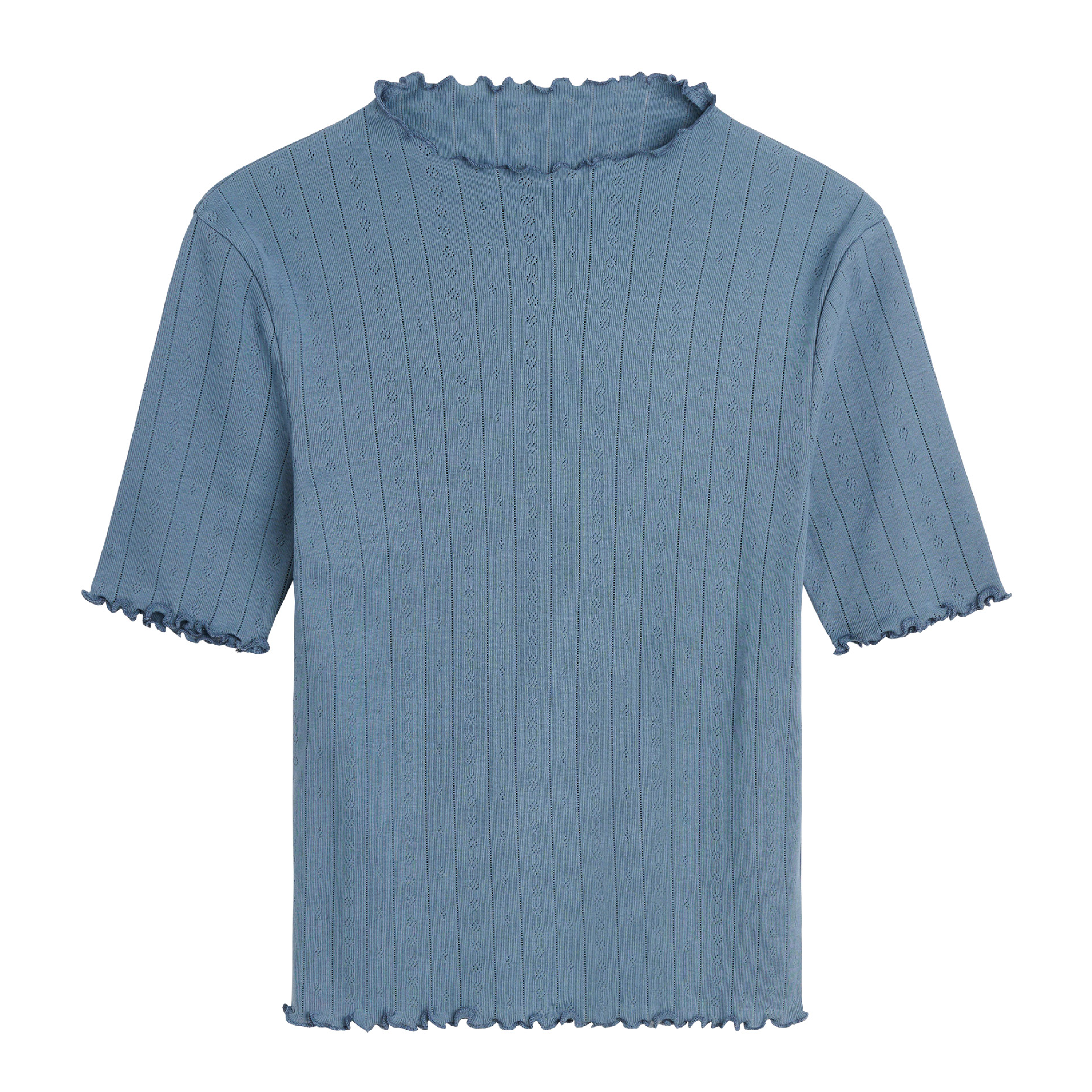 Edie T-Neck Tee, Faded Blue