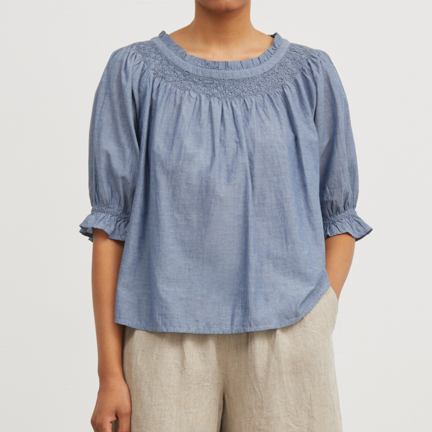 Fairy Top, Blue Chambray