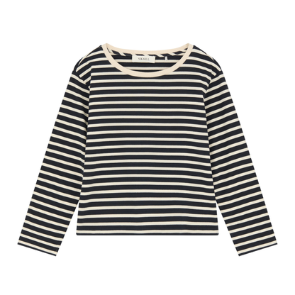 Marron Oversized Blouse, Navy/Off White Stripe