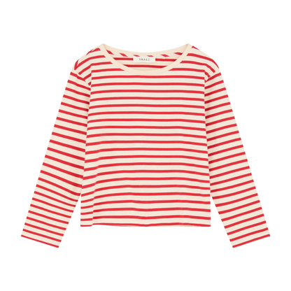 Marron Oversized Blouse, Off White/Red Stripe