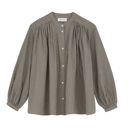 Rita Skjorte, Beige/Grey Mini Check