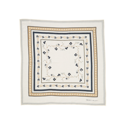 Skall Floral Scarf, Ivory (55x55 cm)