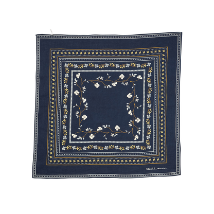 Skall Floral Scarf, Navy (55x55 cm)