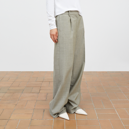 Thom Trousers, Light Grey/Ecru