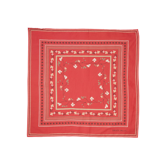 Skall Floral Scarf, Red (55x55 cm)