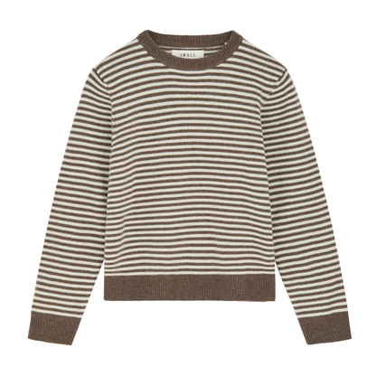 Cameron Jumper, White/Brown Mélange Stripe
