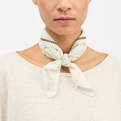 Skall Floral Scarf, Off White (55x55 cm)