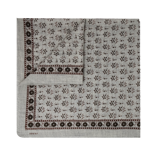 Foulard Uld Tørklæde, Gris Clair/Vert