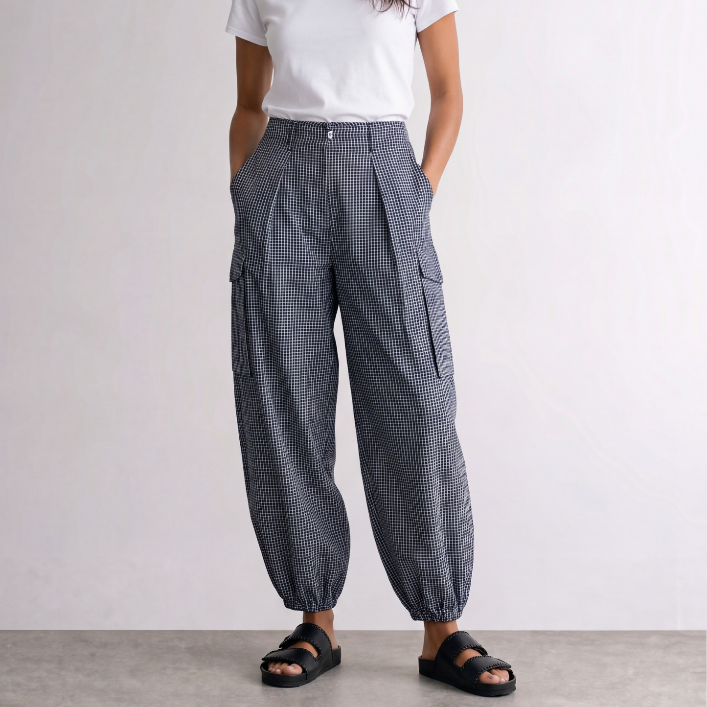 Stockholm 1 Bukser, Dark Navy Check