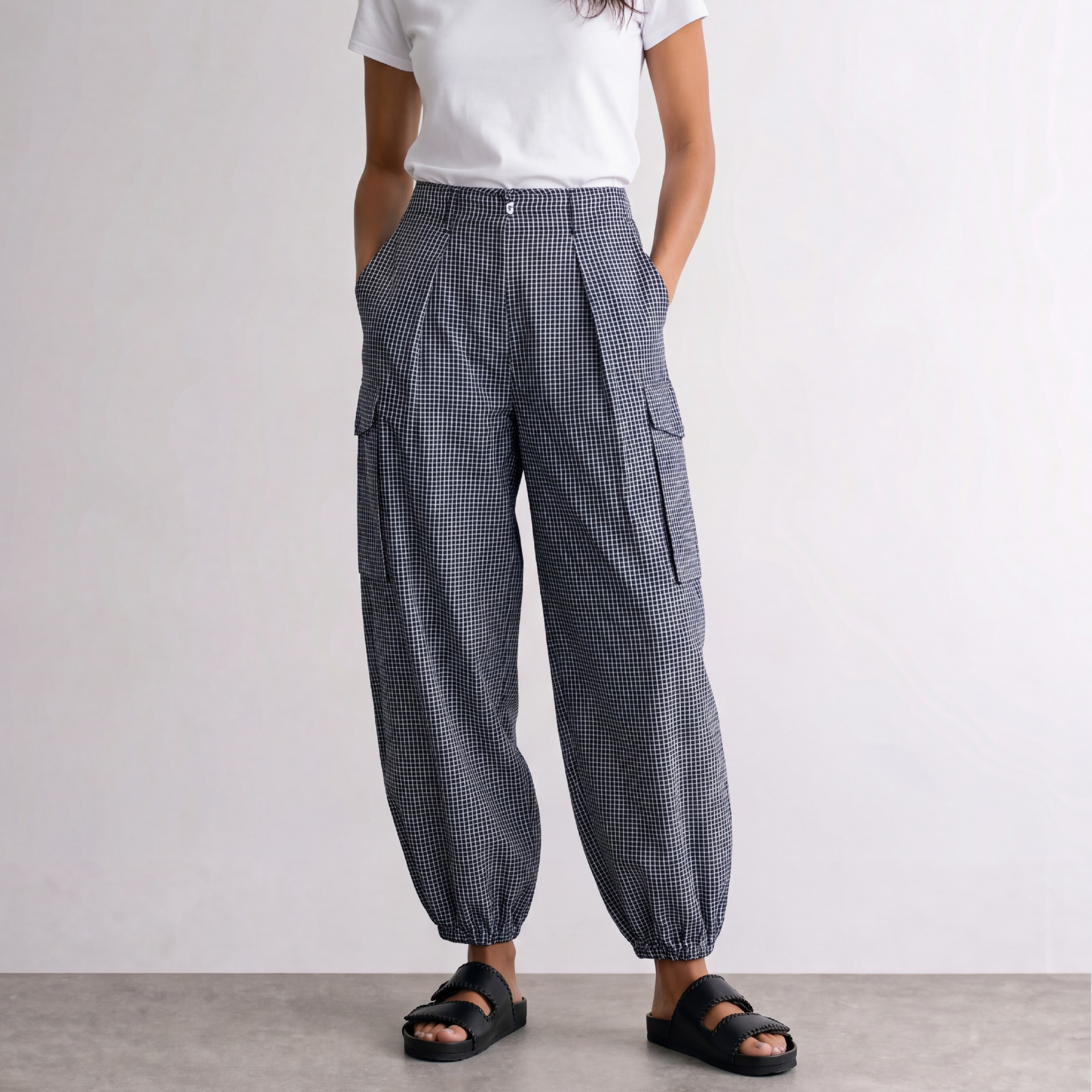 Stockholm 1 Bukser, Dark Navy Check