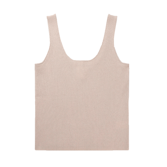 Womens Rib Cashmere Tank Top, Trench
