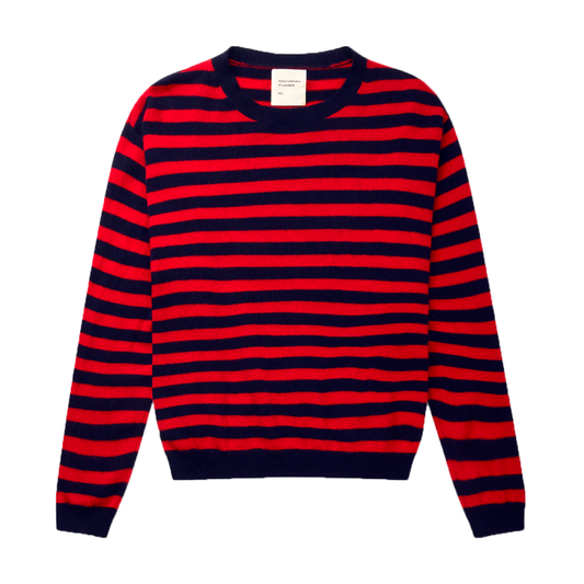 Womens Roundneck, Navy/Bright Red