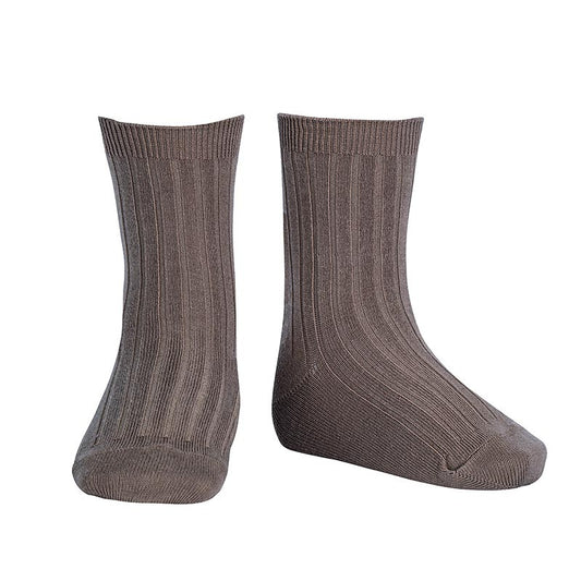 Ankle socks Rib, Brown