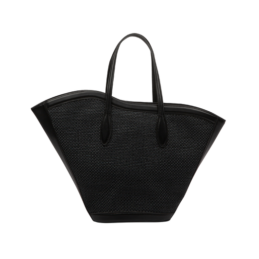Tall Tulip Tote, Black/Raffia