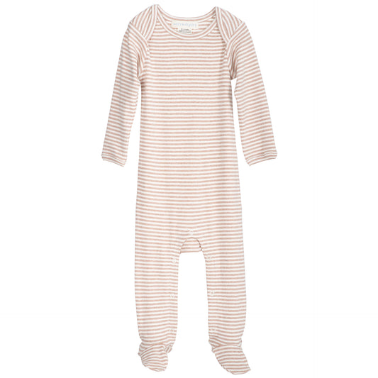 Baby Onesie Stripe, Clay/Offwhite 