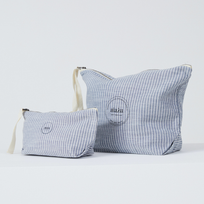 Pouch Striped Toiletry Bag, Indigo