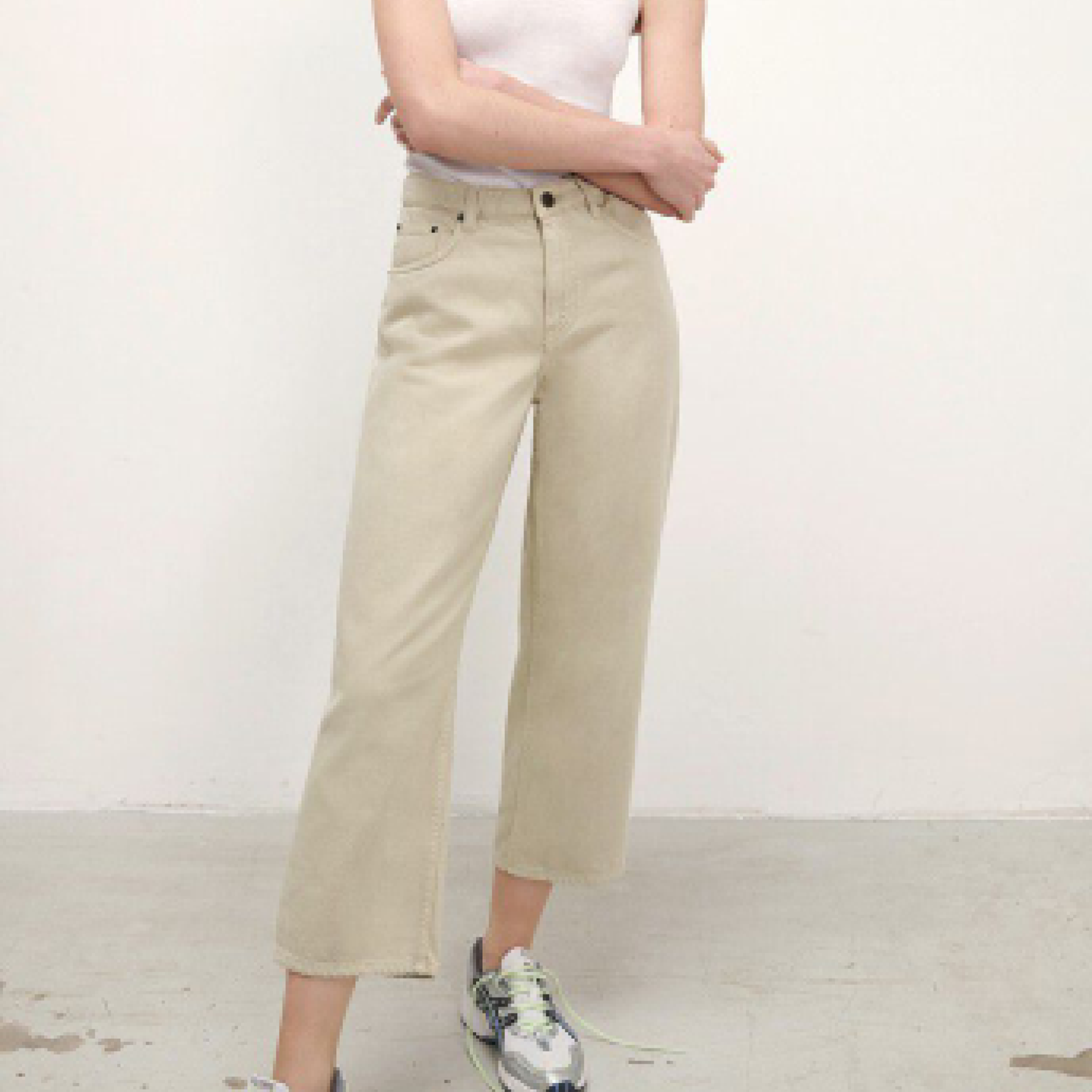 Tine Cropped Jeans, Beige