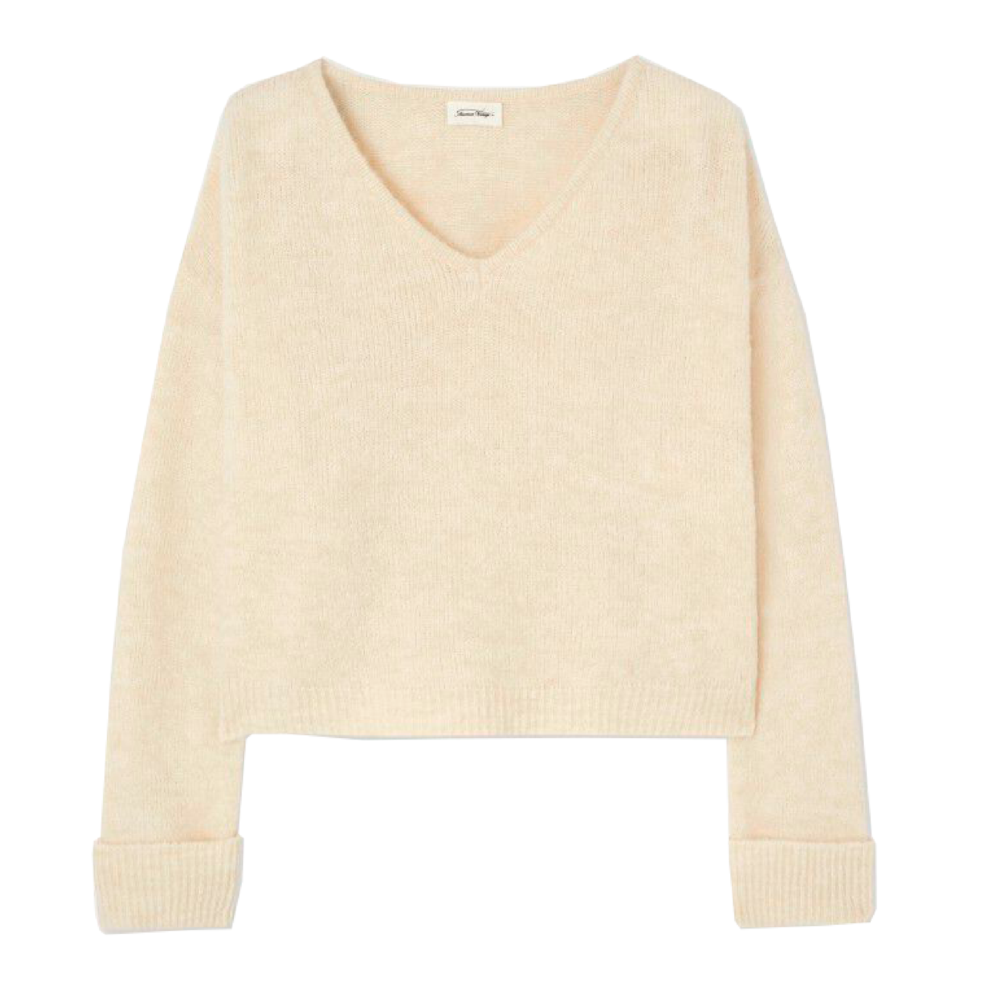 East Knit V-Neck, Cream