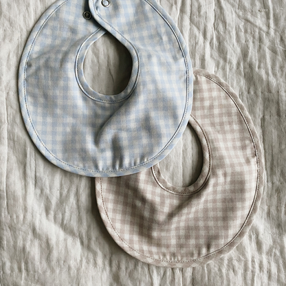 Bibi Bib, Blue/Beige Gingham (Sæt á 2)