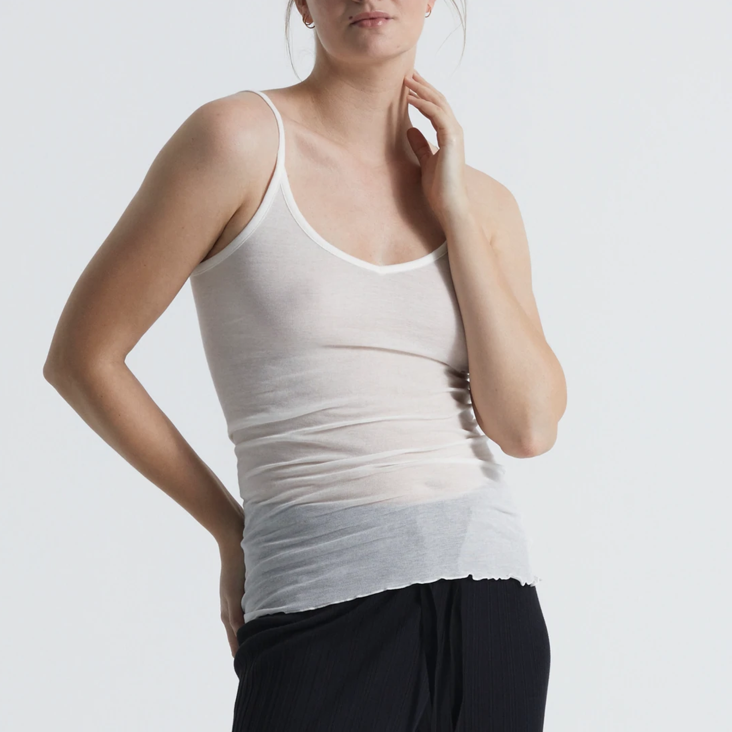 Cotton Spaghetti Top, Off White