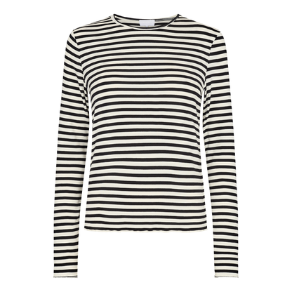 Ika Long Sleeve Blouse, Off White/Black 