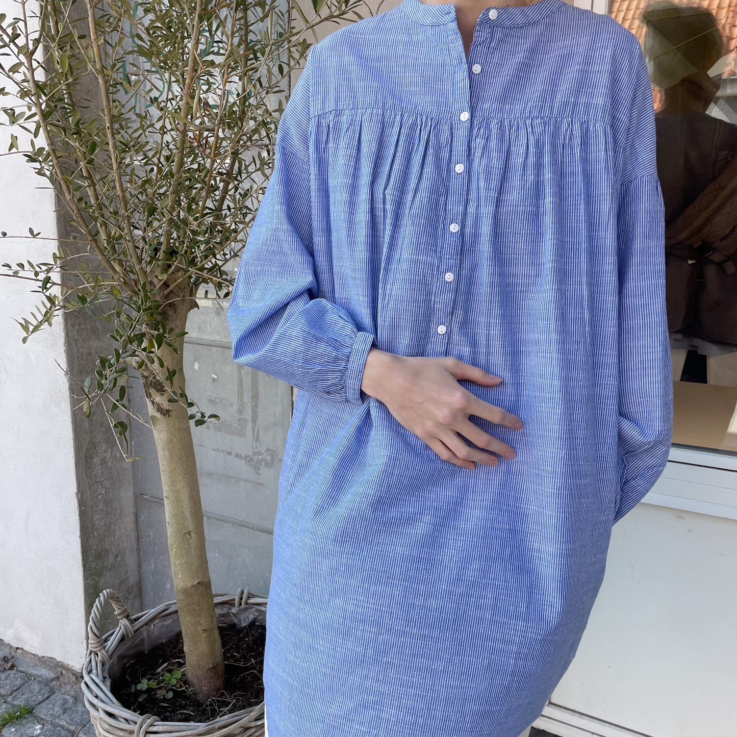 Paris Shirt dress, Blue striped