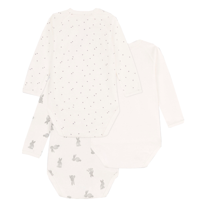Newborn Body, White/Rabbit (3-pack)