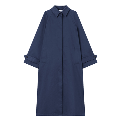 Caro Half Panama Cotton Coat, Dark Navy