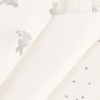 Newborn Body, White/Rabbit (3-pack)