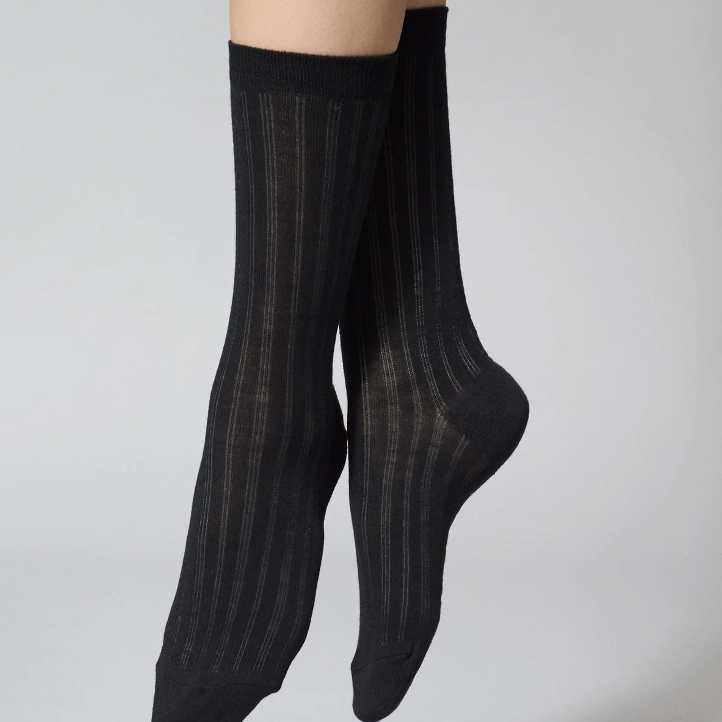 Cecilie Merino Ribbed Socks, Black