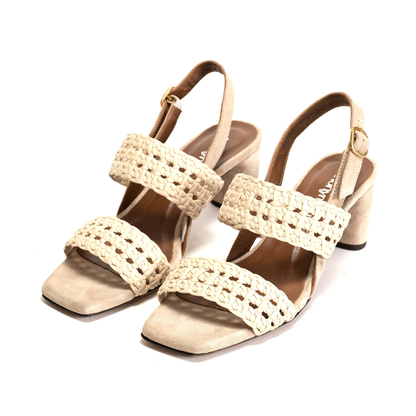 Micky Sandal M. Heel, Cream Powder