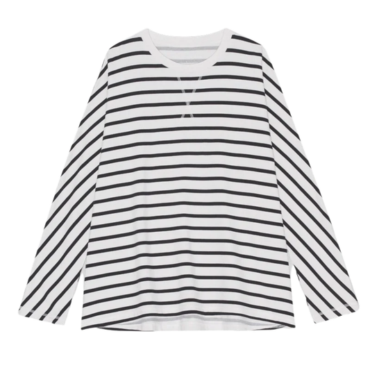 Wave Sweat Blouse, Navy/White