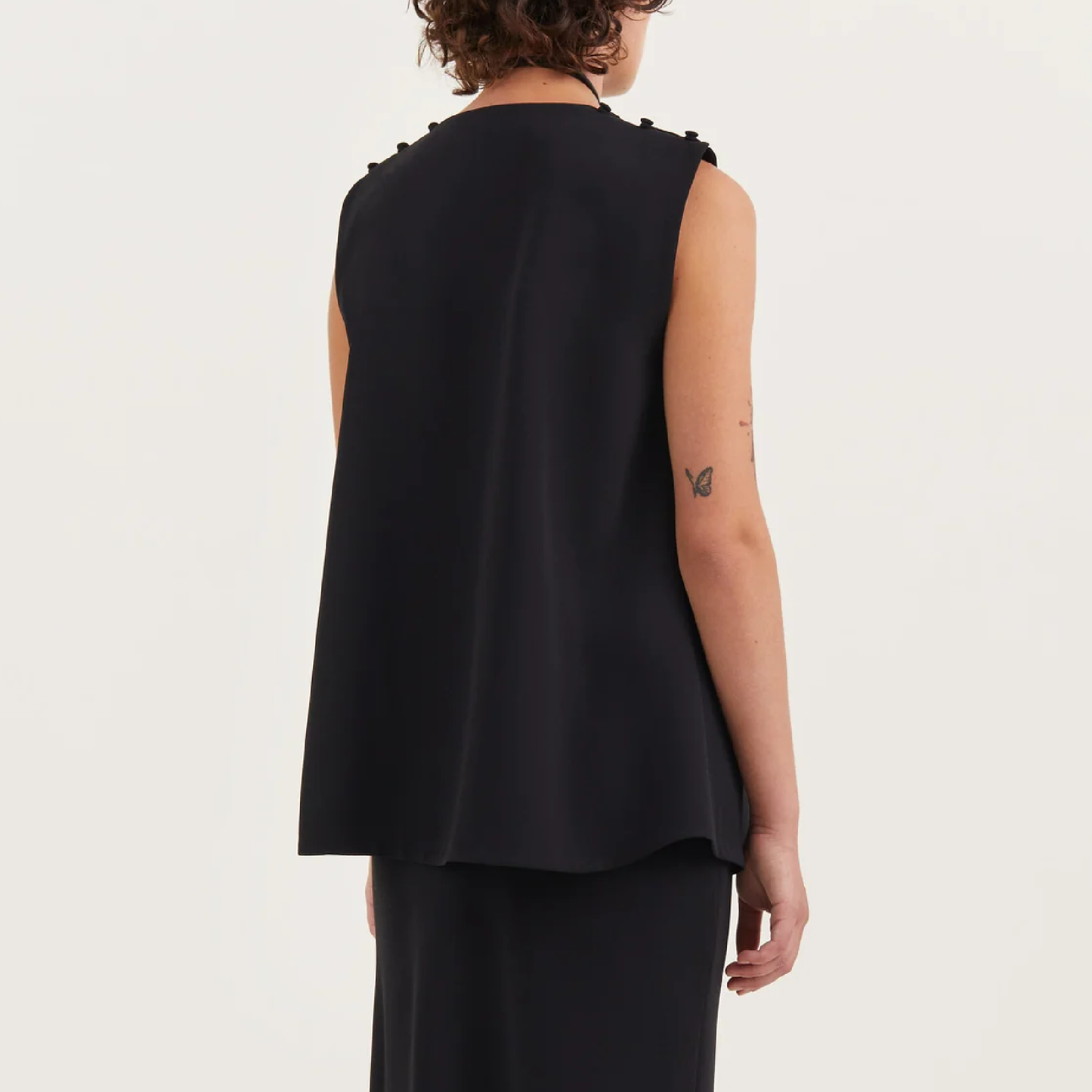 Tilia Crepe Georgette Top, Black