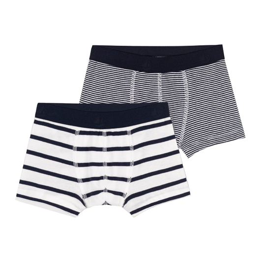 Boxershorts, White/Navy Stripes (2-pak)