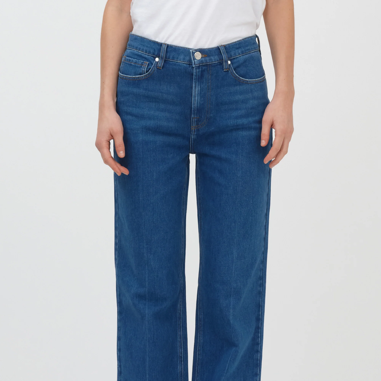 Brown Straight Wash Bilbao Jeans, Denim Blue