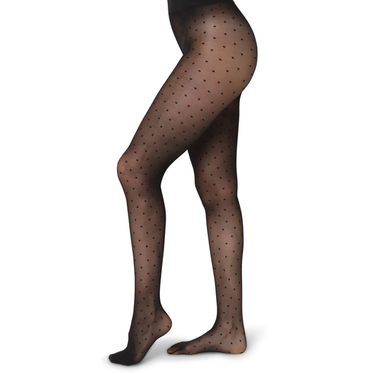 Pernille Dotted Tights, 20 Denier, Black