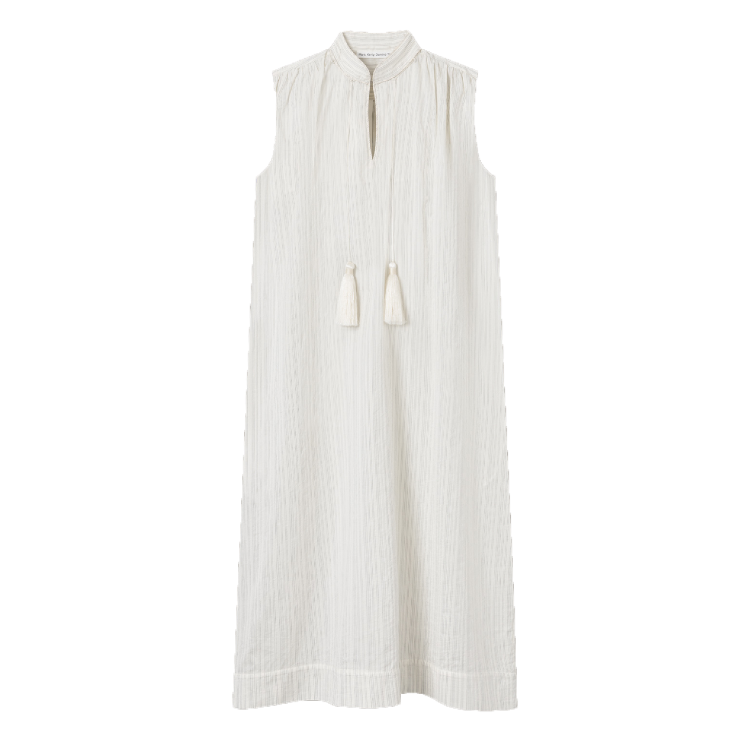 Drea Striped Silk Dress, Ecru