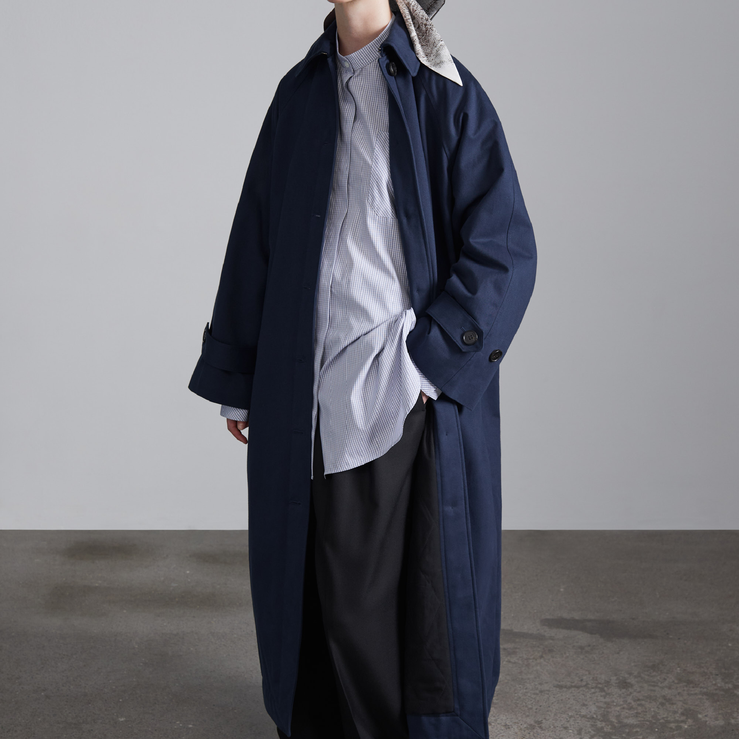 Caro Half Panama Cotton Coat, Dark Navy