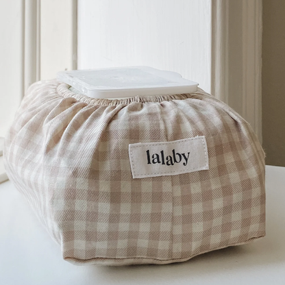 Wet Wipe Cover, Beige Gingham