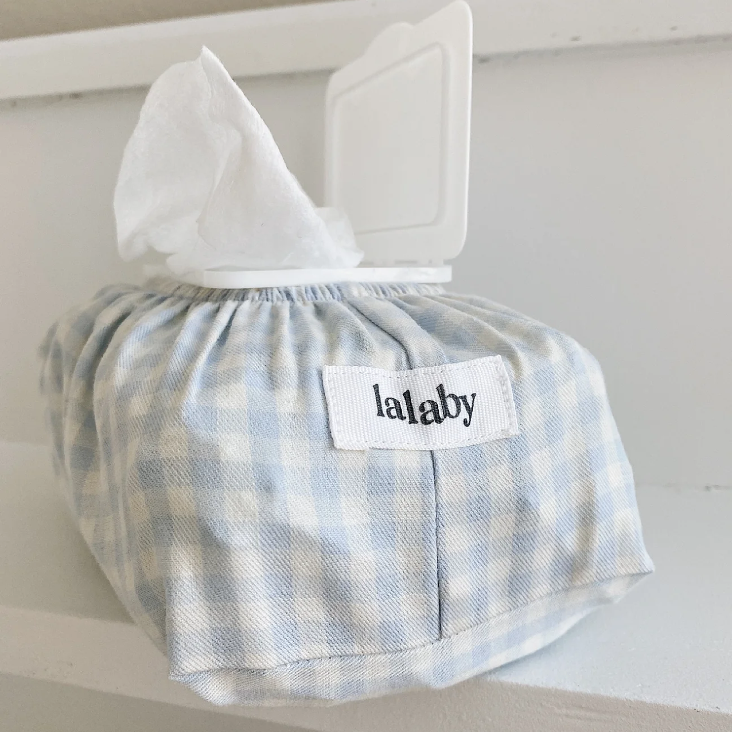 Wet Wipe Cover, Blue Gingham