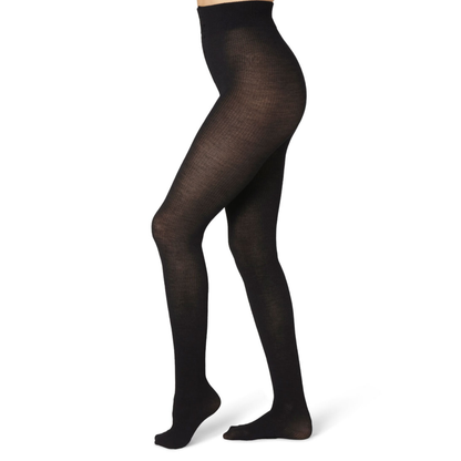 Svea Merino Wool Rib Tights, Black