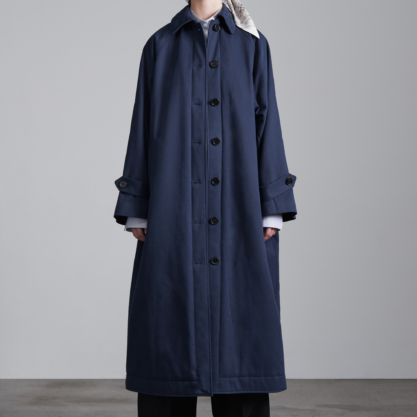 Caro Half Panama Cotton Coat, Dark Navy