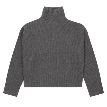 Premium Ribbed Turtleneck, Heather Grey