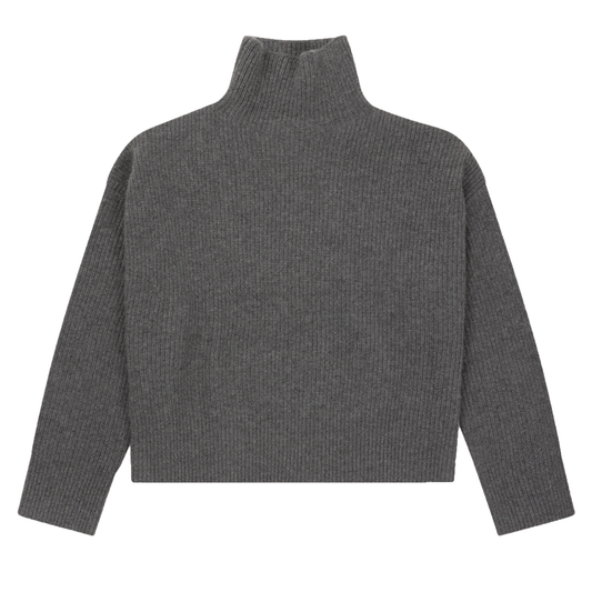 Premium Ribbed Turtleneck, Heather Grey