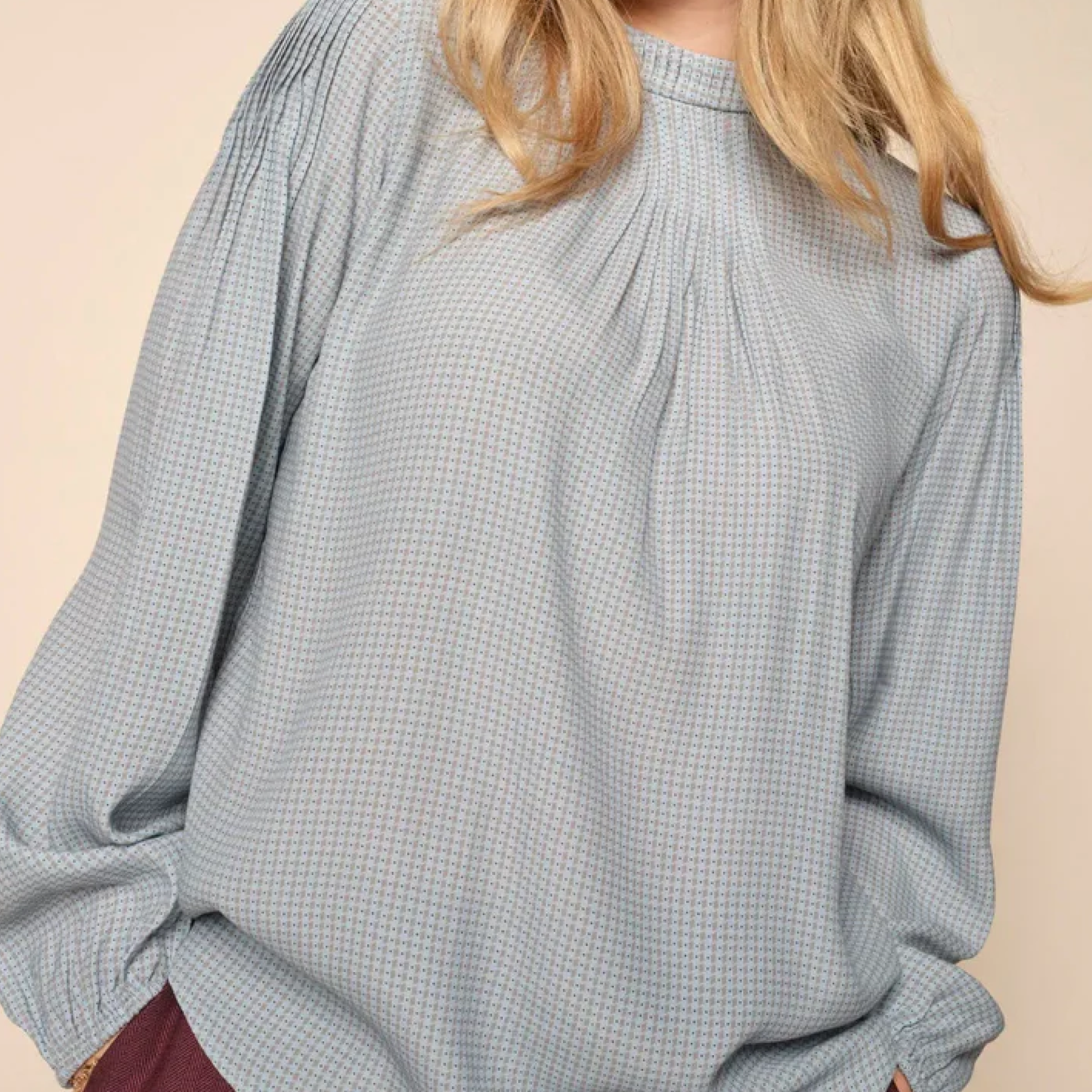 Fina Pepita Blouse, Gray Dawn