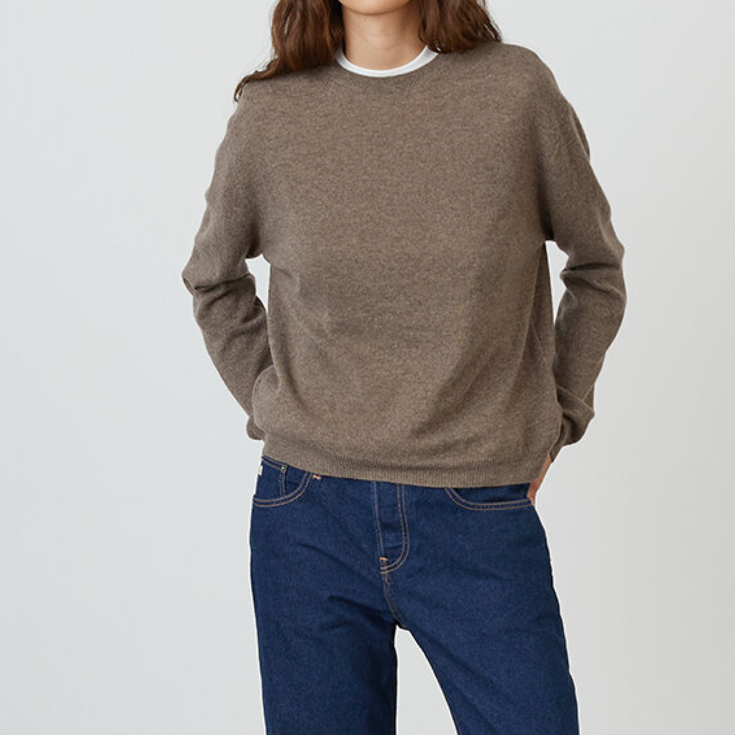 Womens Boxy O-neck, Truffle
