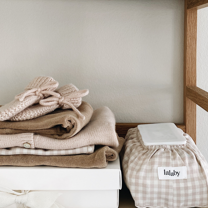 Wet Wipe Cover, Beige Gingham
