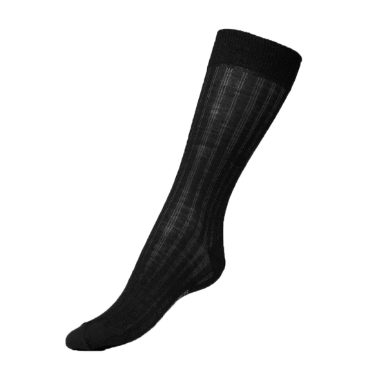 Cecilie Merino Ribbed Socks, Black