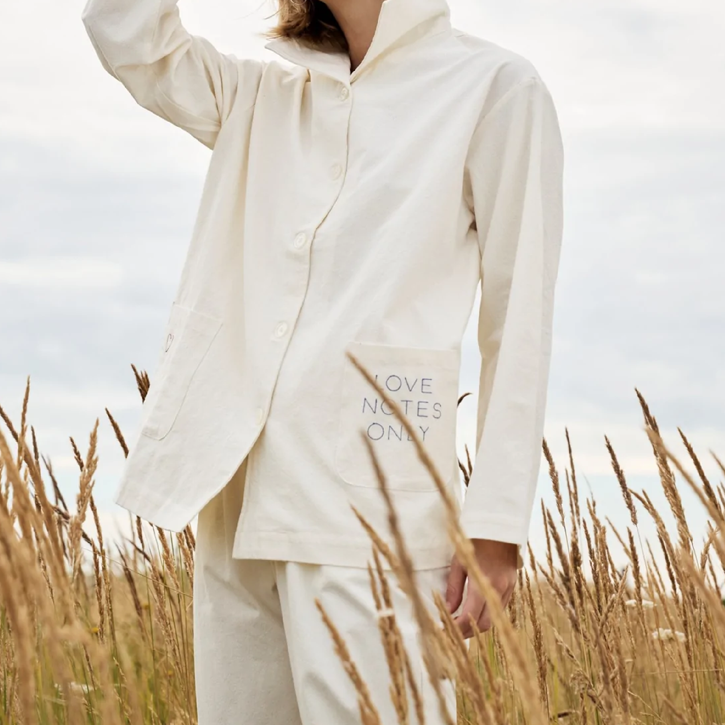 Poetry Crepe Heart Jacket, Ecru