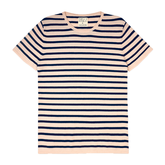 Original Cashmere T-shirt, Striped Creme/Navy